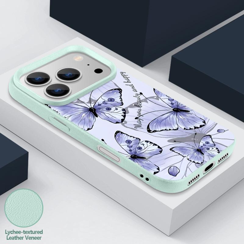Фантастический чехол с принтом бабочек для iPhone 17 18 Pro Max Силиконовый чехол с текстурой кожи для iPhone 16 15 14 13 Pro Max 17E