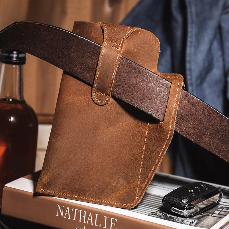 Crazy Horse Кожаная сумка для телефона, спортивная тактическая поясная сумка, винтажная мужская поясная сумка из натуральной кожи