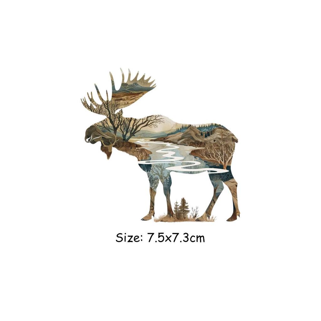 Творческие животные с пейзажем Термоперевод Винил Лесные животные Parches Ropa Футболки Толстовки Сделай Сам Одежда Наклейки Пользовательские