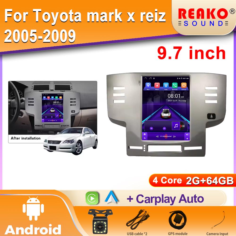 Автомобильный мультимедийный проигрыватель Android 2Din для Toyota Mark X Reiz 2005-2009 для Tesla Scren WIFI BT Радио Стерео Carplay Rds