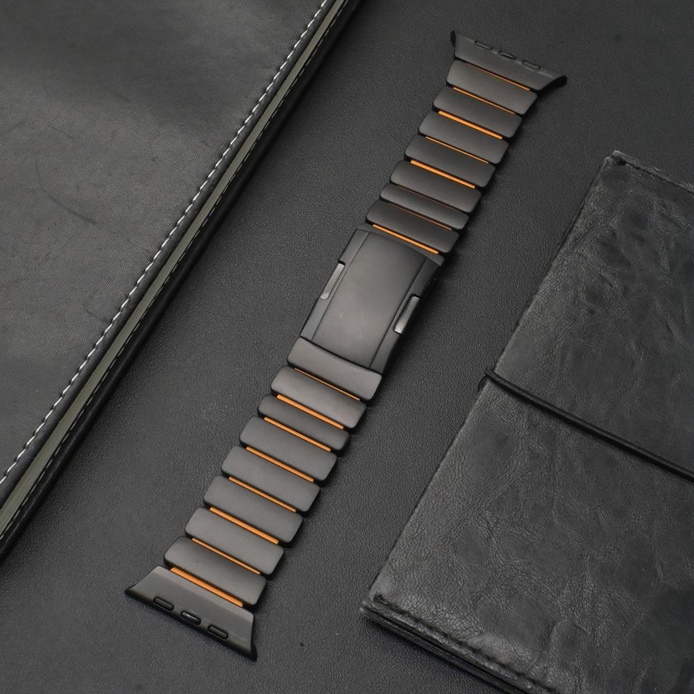 Титановый силиконовый ремешок для Apple Watch Ultra 3 2 49 мм Серии 11 10 46 мм Роскошный браслет для iwatch 9 8 7 6 5 SE 45 мм 44 мм Ремешок