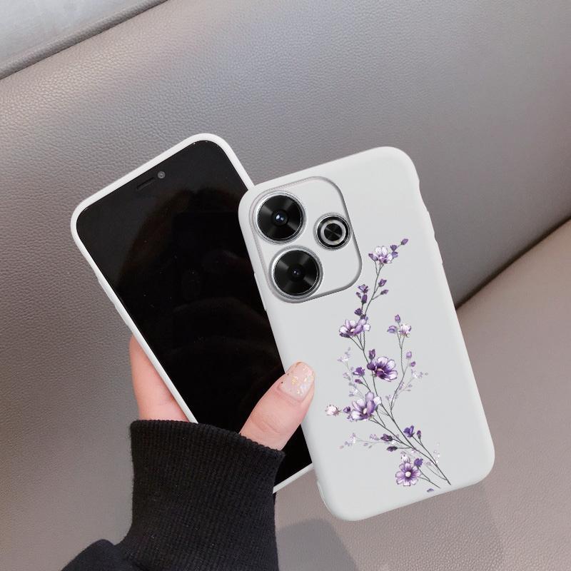 Мягкий силиконовый чехол для девочек с цветком для Xiaomi Redmi Note 13 Pro 13C Samsung A35 A55 M35 M34 S24 iPhone 15 Huawei Honor Camera Защитный противоударный чехол