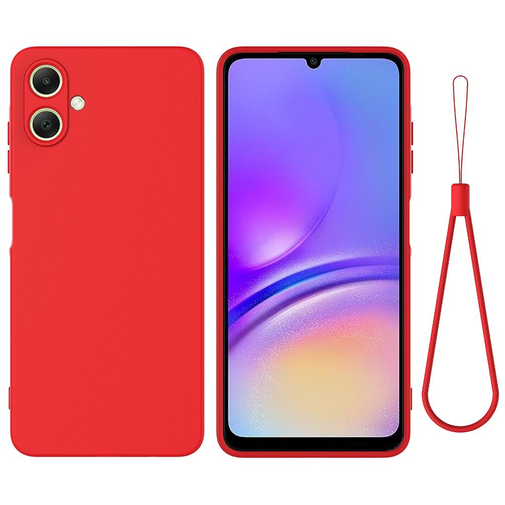 Для Samsung Galaxy F07 4G/M07 4G/A07 5G/A07 4G Жидкий силиконовый чехол Задняя крышка телефона с ремешком для руки