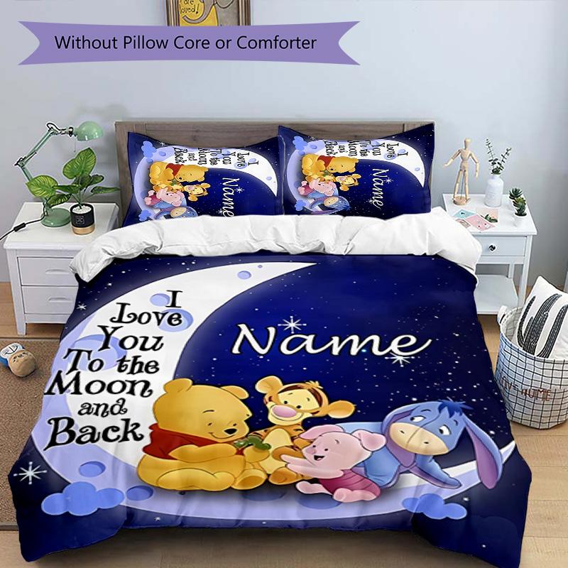 3pcs Winnie5 Cover Set - Personalized Name, HD Printed Bedding with 1 Cover and 2 Pillowcases - Perfect for Home Decor, Easy Care