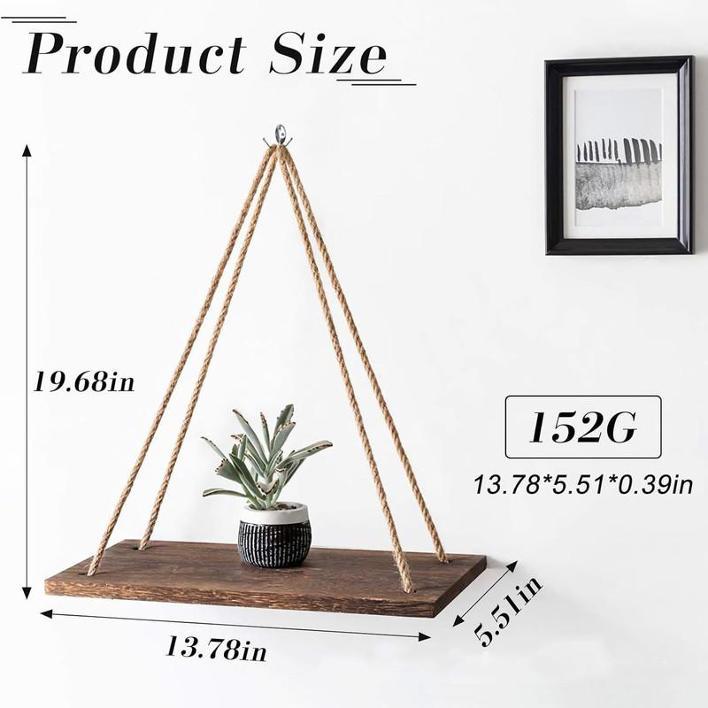 1 шт. деревянные качели, подвесные пеньковые веревки, настенная полка, плавающая домашняя гостиная, растение, цветочный горшок, поднос для хранения, украшение для сада