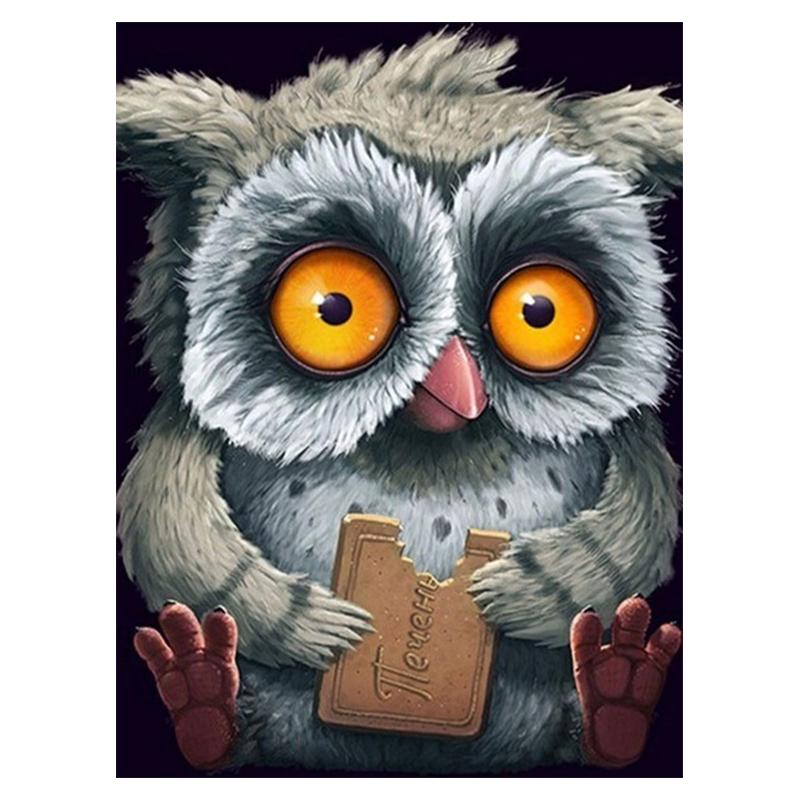 5D Diy алмазная живопись Сова, набор для вышивки крестом, полная дрель, круглая вышивка, мозаика, мультяшная художественная картина, декор из стразов, подарок