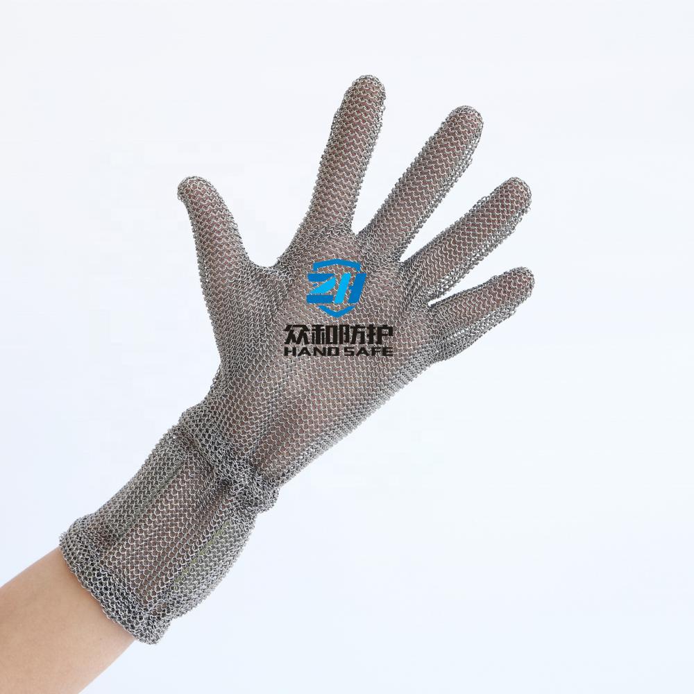 Chainmail Stainless Steel Glove Metal Mesh Gloves Hand Protection Safety Gloves With Spring Strap for Poultry Processors