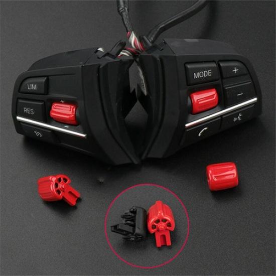 1 Set Car Steering Wheel Switch Button Replace Trim For BMW 5 F10 2011-2017 Red