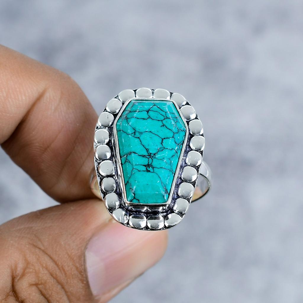 Santa Rosa Turquoise Gemstone 925 Sterling Silver Jewelry Ring Size 9.5 M-2561