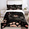 3pcs Black Cat Print Bedding Set: Perfect for Bedroom or Guest Room. Soft and Comfortable with No Core Included yy251010109