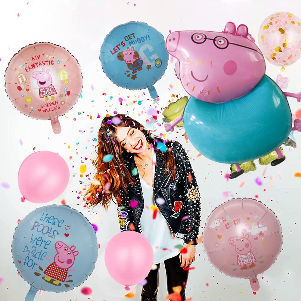 8 шт. Розовые Свиньи Гелиевые Фольгированные Шары Пеппа Шары Украшения на День Рождения