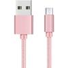 Micro USB Cable - Phonillico® - Braided Nylon - Pink - Compatible Samsung Galaxy