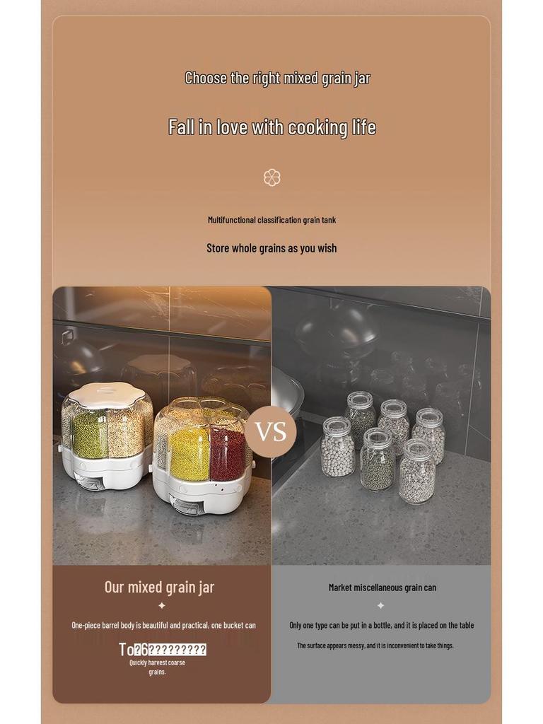 Контейнер для хранения риса большой вместимости с вращением - Защита от влаги и насекомых