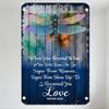 Vintage Metal Tin Sign with Dragonfly, 'May You Believe' Inspirational Quote, Weathered Wood Background Wall Decor for Home/Bar/