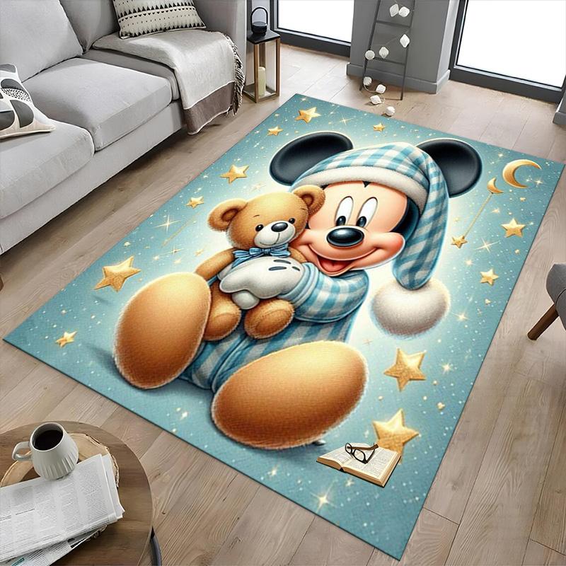 Sleepy Mickey With Teddy Carpet for Playroom Bedroom Living Room Sofa Home Decor,kids Game Area Rug Non-slip Floor Mat