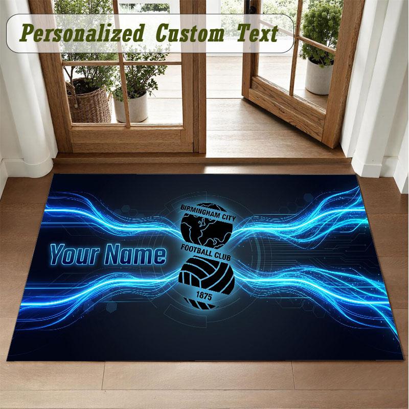 Crystal Velvet Square Rug Custom NameBIRMINGHAM CITY Pattern Non Slip Home Floor Decor Rug