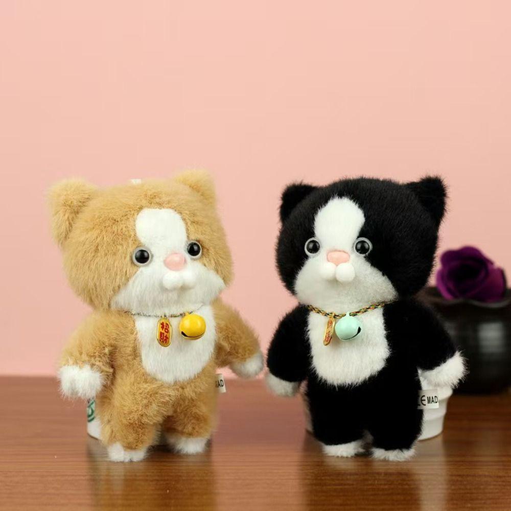 Soft Animal Little Cat Keychain Fluffy Stuffed Kitten Keyring Backpack Decor