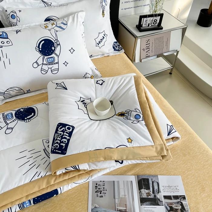 Простое современное тонкое одеяло с кондиционером, летнее одеяло, хлопковое пушистое клетчатое одеяло на кровати, удобное одеяло