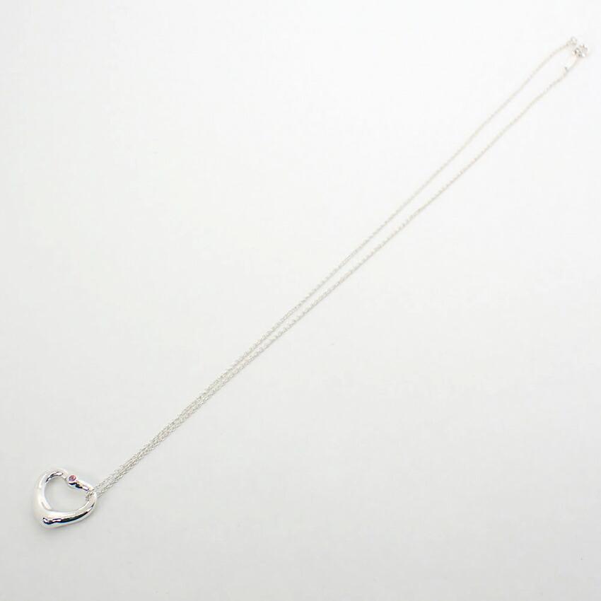 [Б/у] Подвеска/ожерелье в форме открытого сердца с розовым сапфиром TIFFANY 925/g464-60