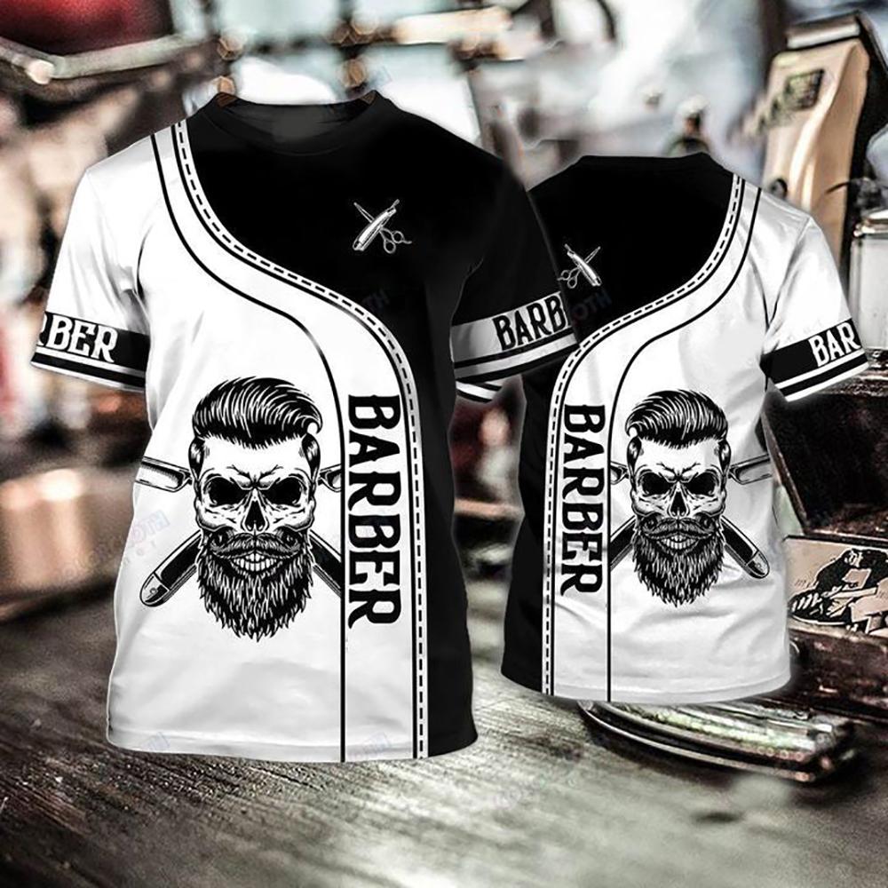 2024 Новые мужские футболки Barber Shop, топы с 3D-принтом, летние свитера с коротким рукавом, мужские модные повседневные футболки Streetear, блузки