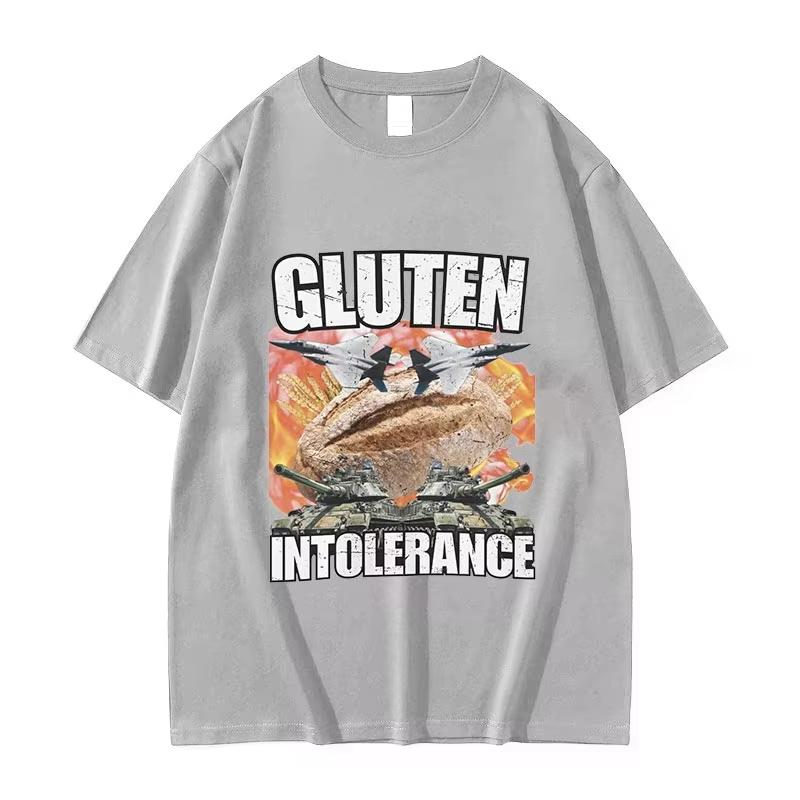 Funny Gluten Intolerance Meme Graphic T Shirt Unisexs Women Retro Fashion Short Sleeve Tshirts Harajuku Oversized Breathable Top