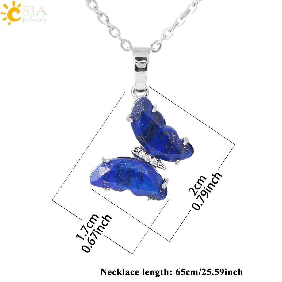 Rock Crystal Necklace Butterfly Necklaces Natural Stone Amethysts Clear Quartz Tiger Eye Pendants Stainless Steel Chain H158
