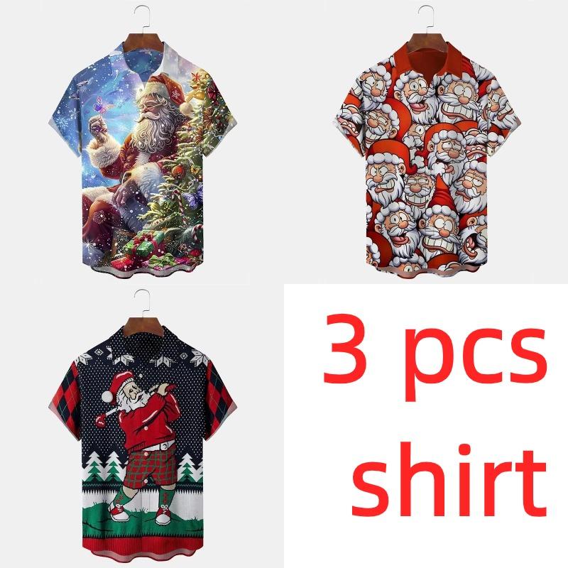 Fashion Christmas Funny Santa Claus Unisex Shirt 3D Print Hip Hop Music Button Shirts Beer Party Fun Xmas Hawaii Men Women's Shirt
