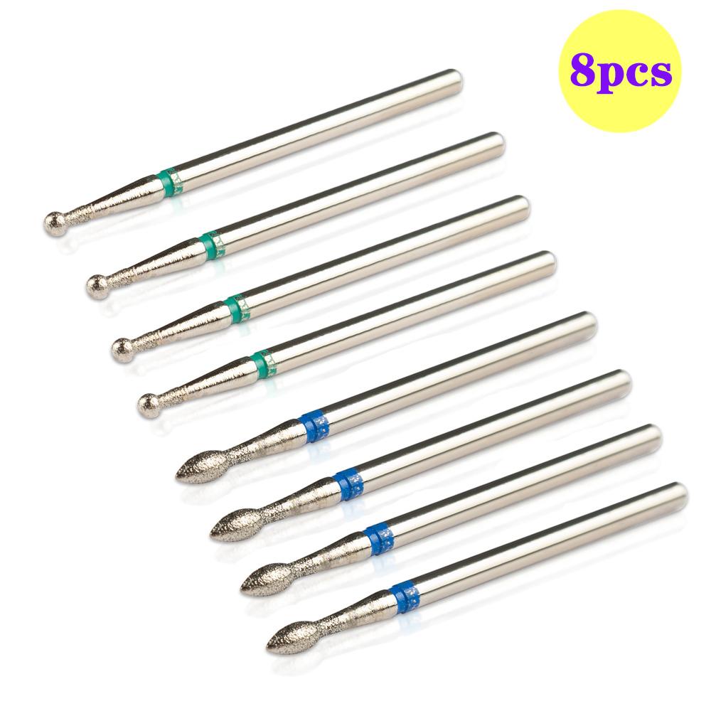 8pcs Diamond Nail Drill Bits Set Cuticle Cleaner Bit for Acrylic Nail Gel Removing Milling Cutter Manicure Machine Accessories