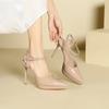 Women's Pointed Toe Platform High Heel Sandals Summer Dress Buckle Shoes