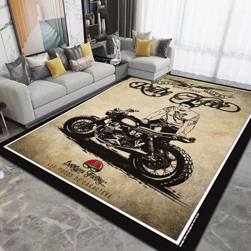 2026 New Retro Motorcycle G-Guzzi Printed Carpet Living Room Bedroom Decoration Tea Table Table Non slip Entrance Carpet Gift