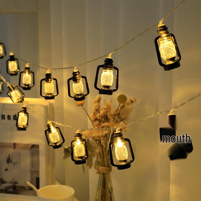 Eid al-Adha Star & Moon LED String Lights with Kerosene Lamp & Moon Castle for Muslim Feast of Sacrifice Décor