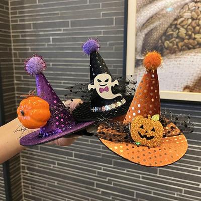 Трансграничный Halloween: Ободок-шляпа ведьмы и Заколка для волос с тыквой и привидением для детей
