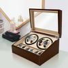 Автоматический вращающийся бокс для завода 4+6 часов, кожаный держатель для хранения часов, футляр для часов для мужчин и женщин (коричневый)