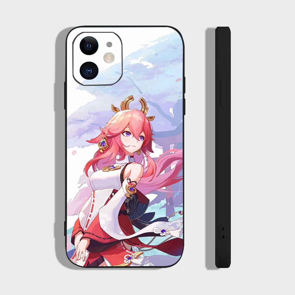 Чехол для телефона Yae Miko Animation Game G-Genshin I-Impact Для IPhone 17 Air 16 15 14 13 Pro Max 11 12 Черный Силиконовый Чехол
