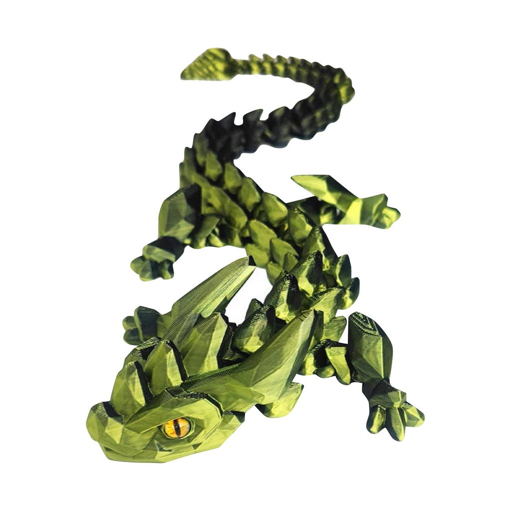 12 Inch Flexible 3D Printed Dragon With Eyes, Articulated 3D Printed Animals, 3D Printed Toys For Anxiety And ADHD Relief, Unique Home Decor