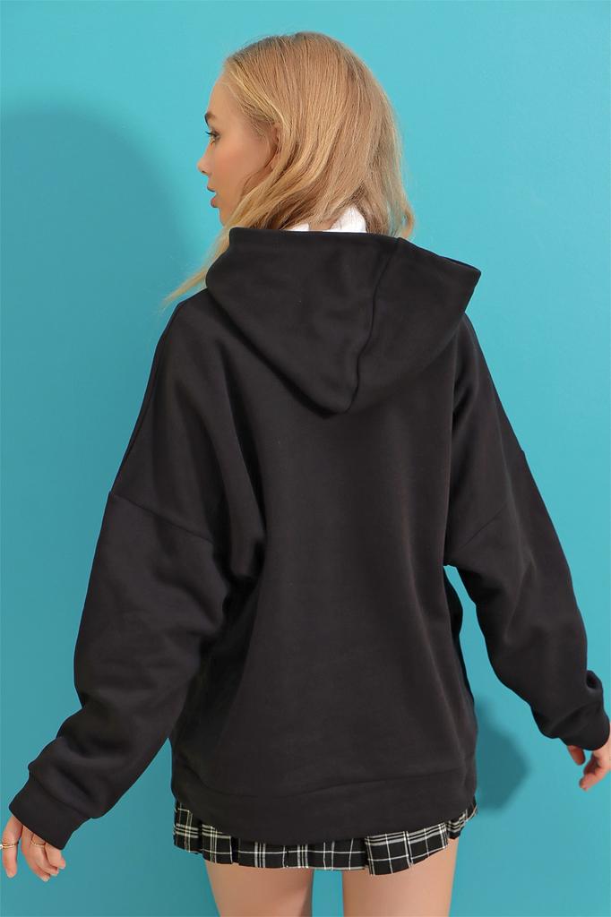 Женская толстовка, новый сезон, модная, черная, с капюшоном, толстая, длиной до бедра, 3 нитки, толстовка из розового золота