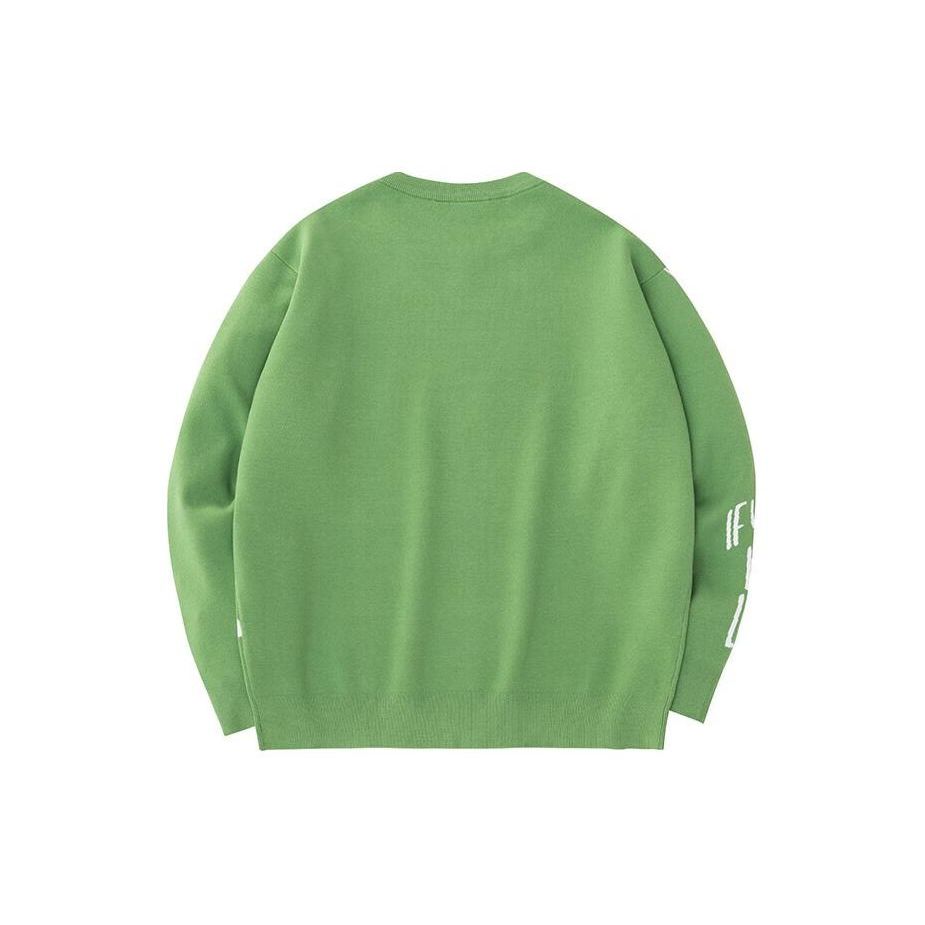 Anta Lucky You Skateboard Letter Print Round Neck Casual Pullover Long Sleeve Knit Sweeper Unisex Sweeper Starry-Green Paper-White 172348703S-3