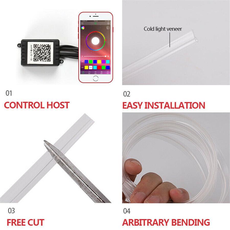 Светодиодные ленты для подсветки салона автомобиля RGB, декоративная лампа, автоаксессуары