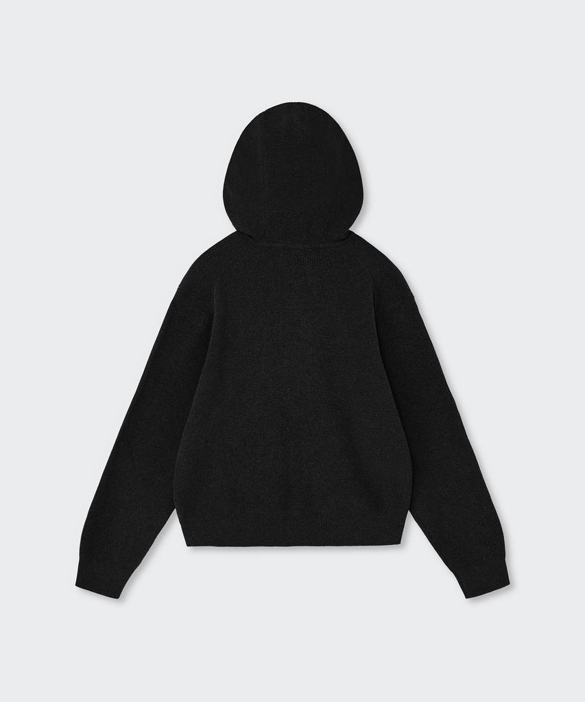 MUSINSA STANDARD Washable Supima Cotton Knit Hooded Zip-Up [Black]