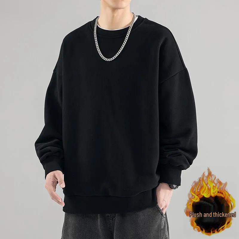 Унисекс толстовка из флиса 450 г, оверсайз, с длинным рукавом, круглым вырезом, идеально подходит для осени и зимы