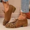 Leopard Print Shoes - Brown Black Animal Pattern Round Toe with Lace-Up Closure Non-Slip Rubber Sole - All-Season Formal Casual Footwear for Everyday
