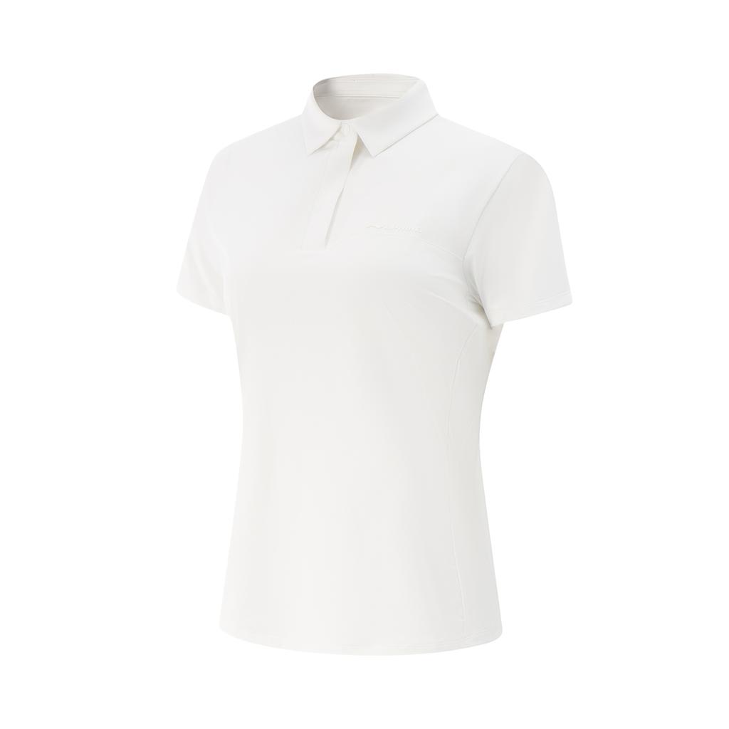 Li-Ning Soft And Comfortable Breathable Solid Color Versatile Short Sleeve Polo Shirt Women Tops White APLV294-5