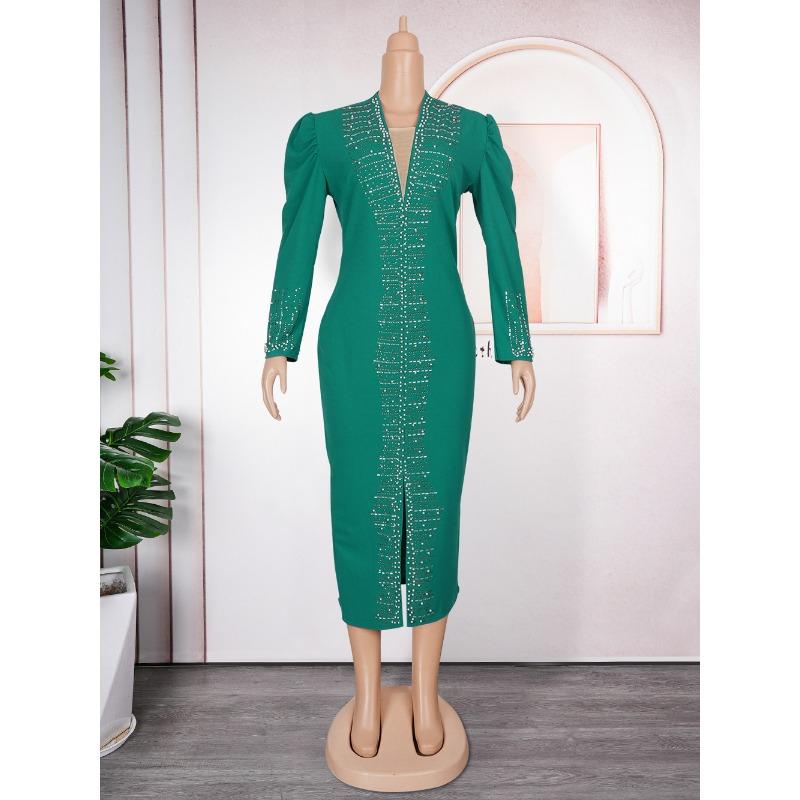 Модное женское платье для поездок на работу больших размеров с гвоздями и бусинами