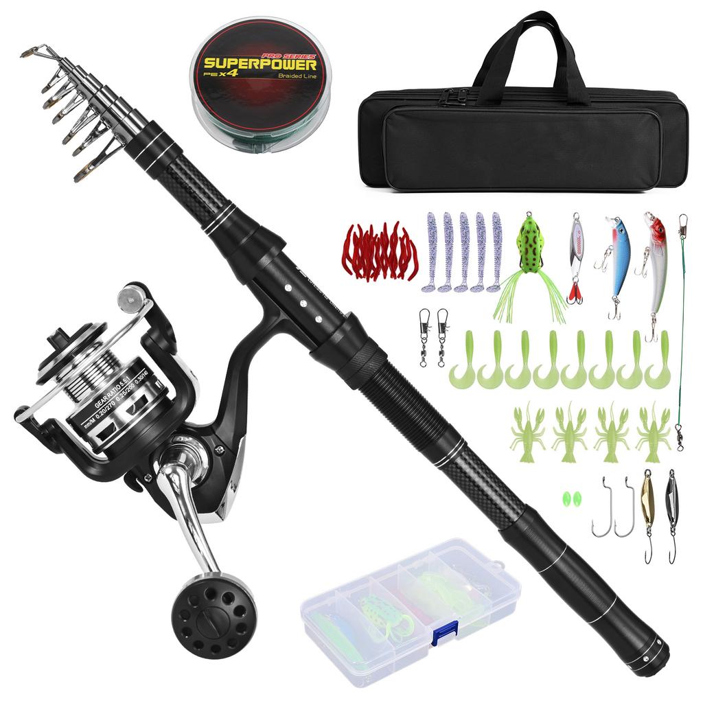 Fishing Rod and Reel Combo Portable Fishing Rod With Fishing Line Lures Carry Bag
