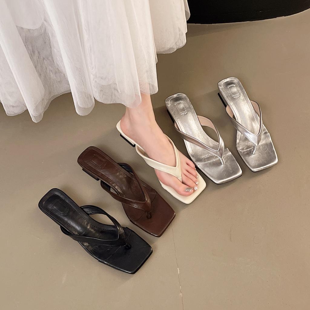Fashion Summer Women Clip Toe Slippers Comfort Low Heel Slides Shoes Ladies Casual Dress Street Style Sandalis Flip-Flops Slippers