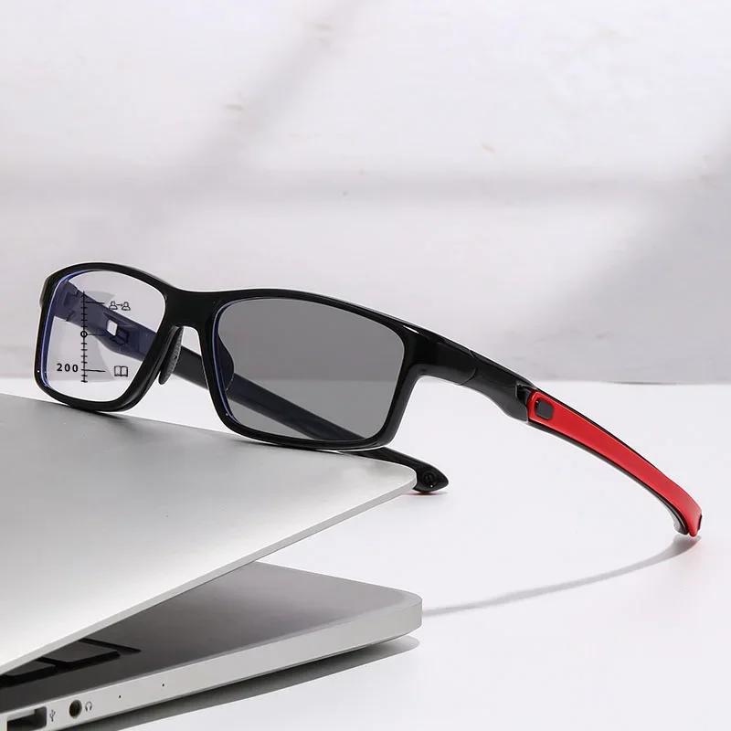 TR90 Спортивные фотохромные мультифокальные очки для чтения унисекс прогрессивные очки для близи и дали пресбиопия анти-синий свет плюс диоптрийные очки