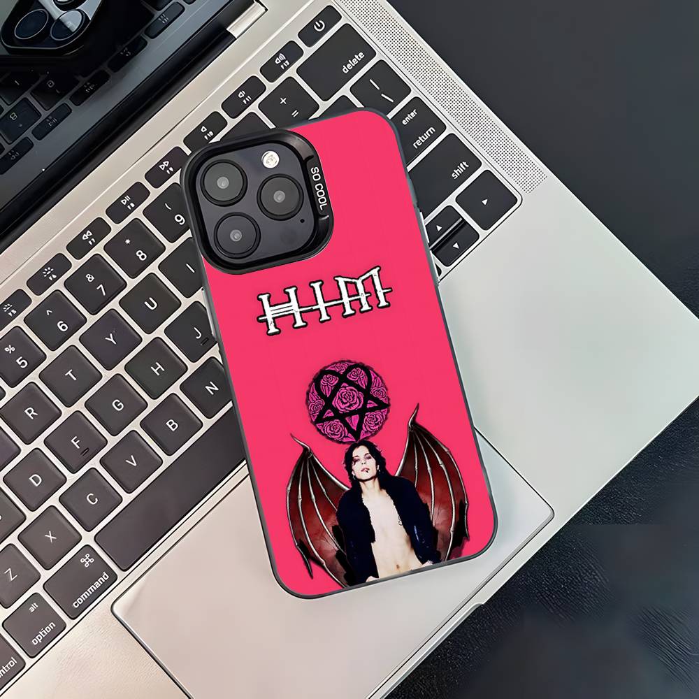 H-HIM Группа V-Ville V-Valo Для iPhone 17,16,15,14,13,12,11,Pro,MAX,Plus Черный Ударопрочный Конфетный Матовый Чехол