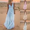 Summer Women's Beach Holiday V Neck Long Maxi Dress Ladies Boho Holiday Sundress