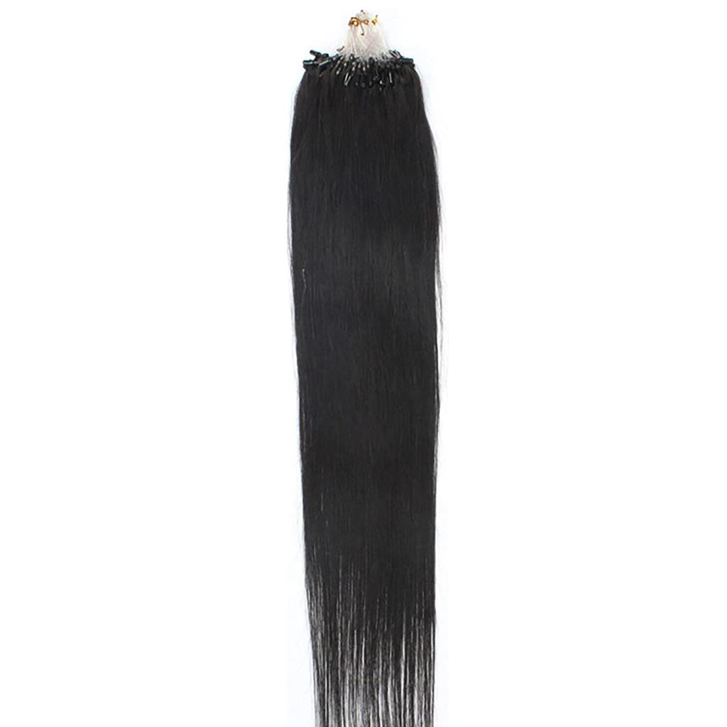 Human Hair Ring Loop Hair Tip Extensions Remy Extensions Color Wig Extensions 50 Pieces [ALISY] (16inch, 1B#)