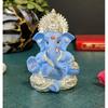 Silver Plated Idol for Ganesh Idol for Car Dashboard God Ganesha Idol for Home Decor Ganpati for Gift 3.5 Inches (Silver) (Silver Sky Blue), Idol